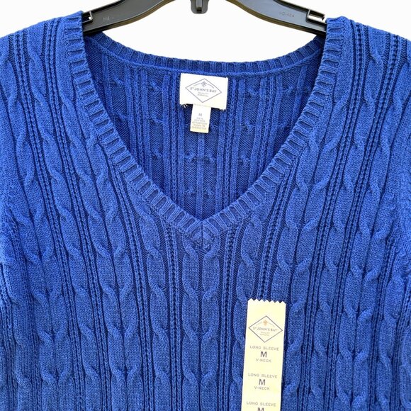 St. John's Bay - women’s V Neck Long Sleeve Pullover Sweater - Blue - Medium - Picture 11 of 12